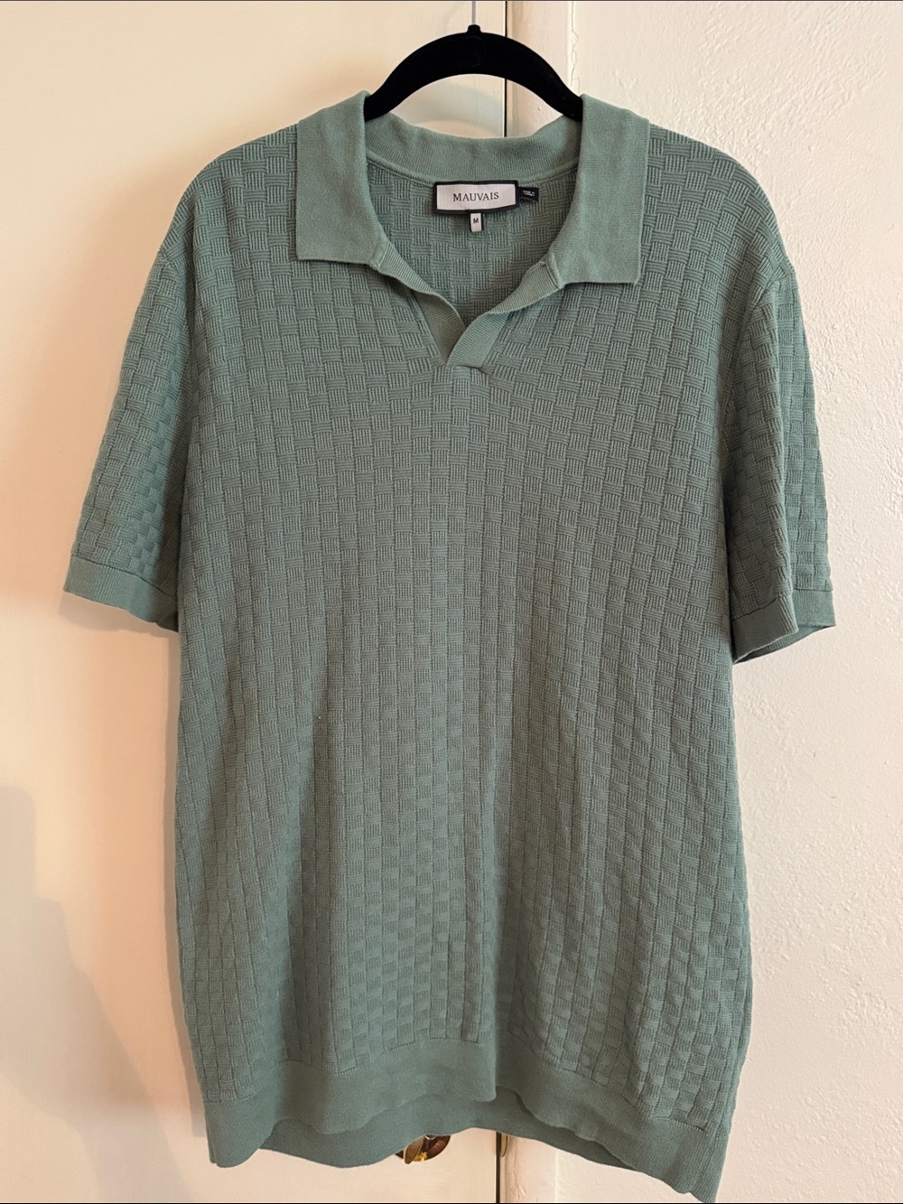 Mauvais Men's Knit Polo in Sage Green